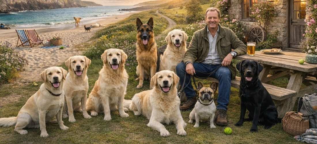 Dog-friendly holidays across the UK featuring beaches, countryside and cosy cottages