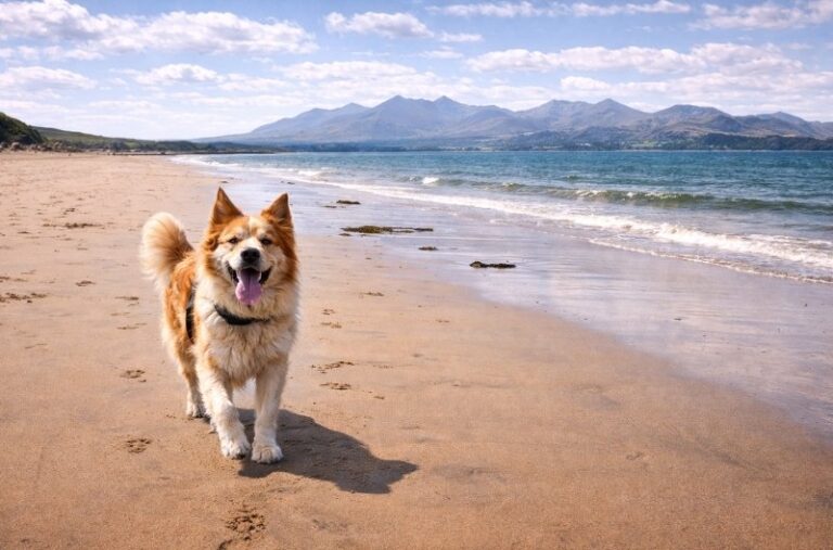 Dog-friendly Anglesey beach Snowdonia views Welsh island coastline