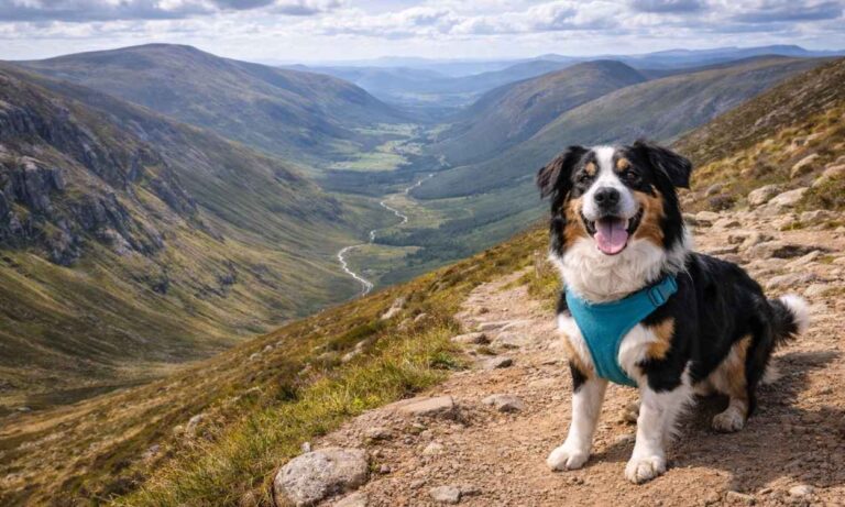 Dog-friendly Cairngorms mountain walking Scottish Highlands national park dog adventure
