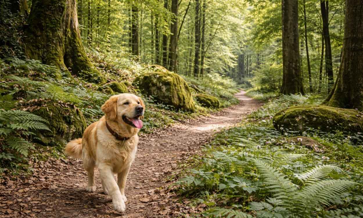 Dog-friendly Forest of Dean ancient woodland walking dog exploring forest trail