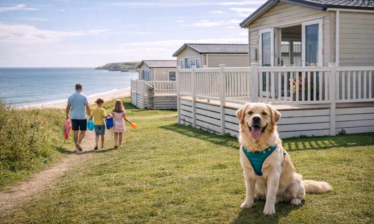 Dog-friendly holiday park UK caravan lodge family dog beach coastal location