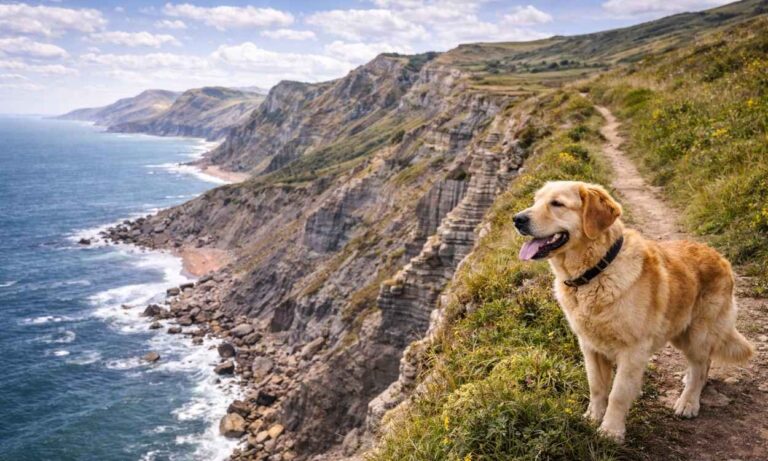 Dog-friendly Jurassic Coast dramatic cliffs UNESCO heritage fossil coast dog walking