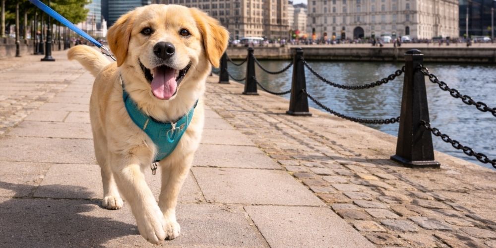 Dog-friendly Liverpool waterfront Three Graces maritime city walk urban adventure