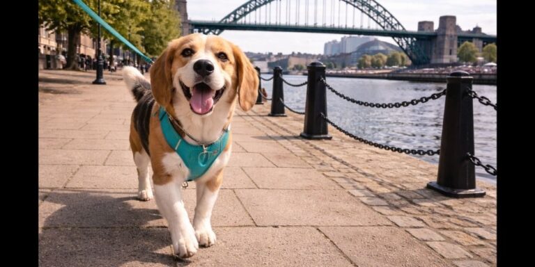 Dog-friendly Newcastle Quayside Tyne Bridge riverside walk urban Geordie city
