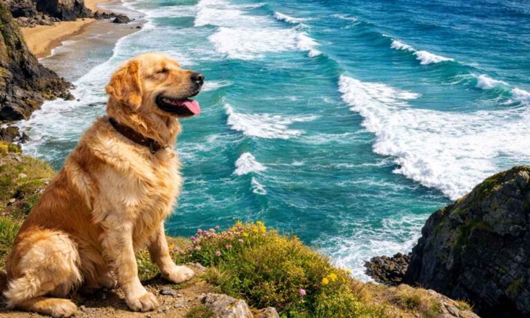Dog-friendly North Cornwall dramatic cliffs surf beach Atlantic waves coastal walk