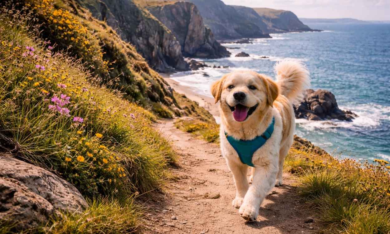 Dog friendly Pembrokeshire coast dramatic cliffs coastal path beach dog walking Wales