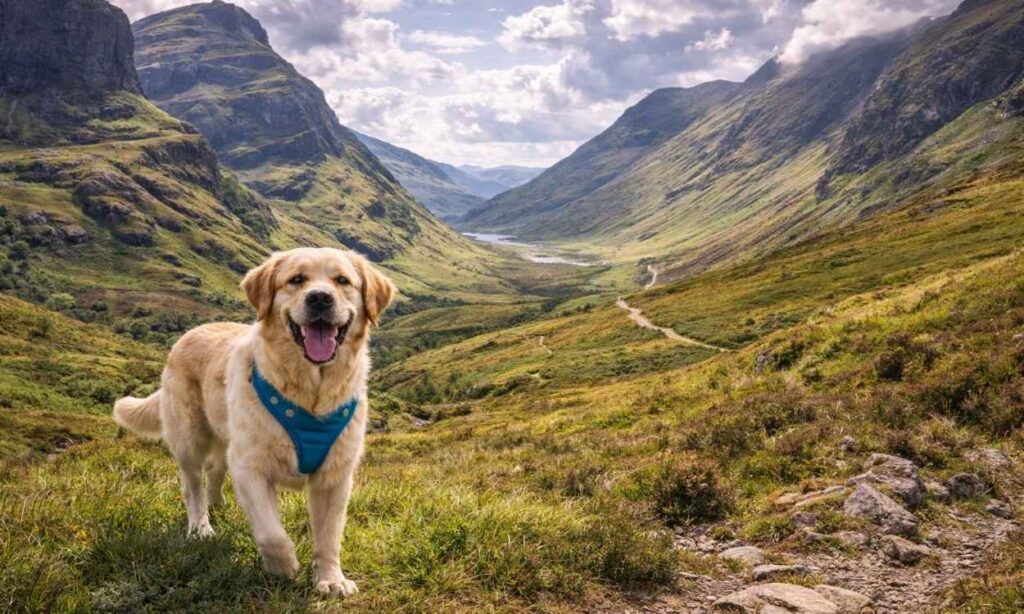 Dog-friendly Scottish Highlands dramatic mountain landscape loch glen wilderness