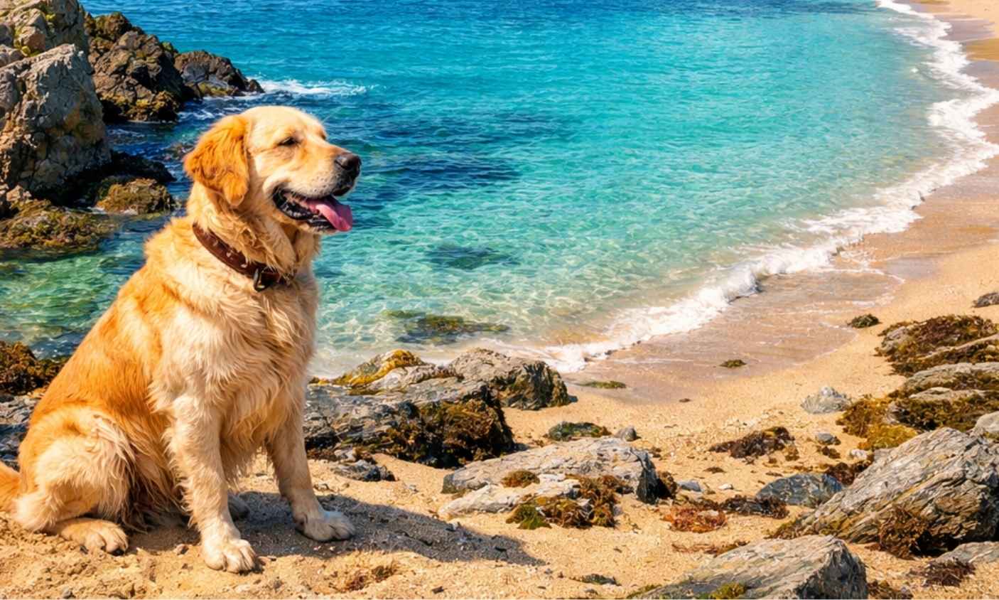 Dog-friendly South Cornwall beach turquoise water coastal scenery dog walking