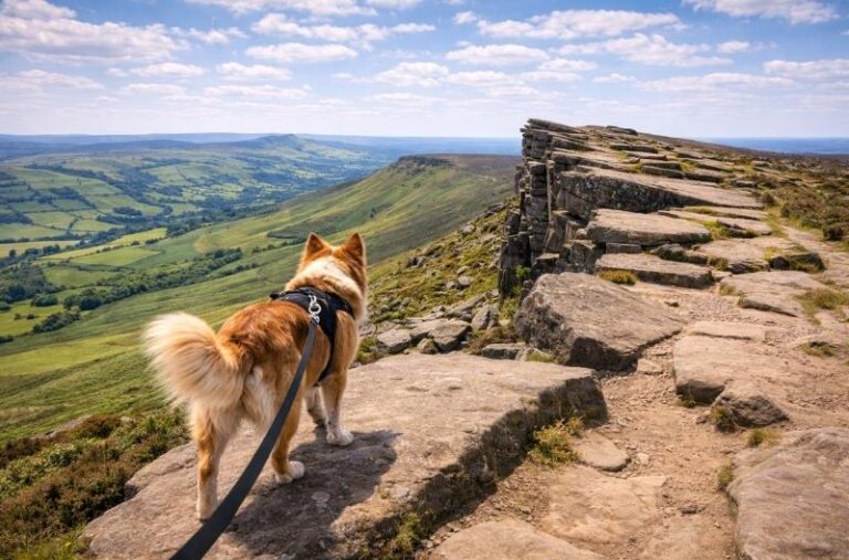 Dog-friendly walk Peak District Stanage Edge panoramic views