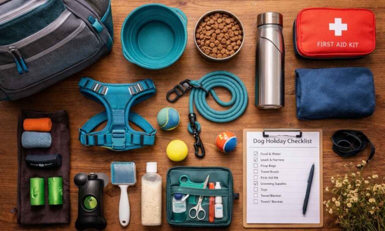Dog holiday checklist packing list travel essentials organised preparation